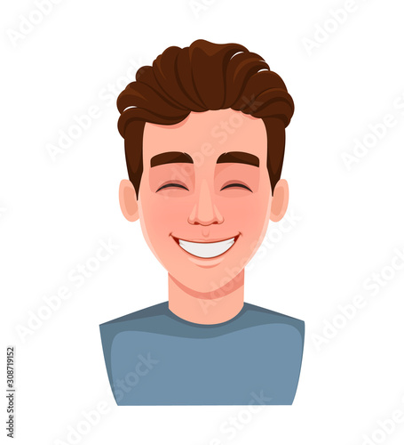 Face expression of handsome man, laughing