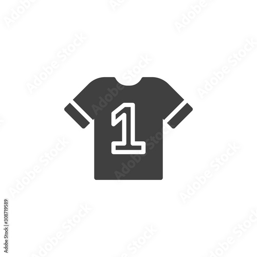 Sports jersey vector icon. Soccer uniform filled flat sign for mobile concept and web design. Football t-shirt glyph icon. Symbol, logo illustration. Vector graphics