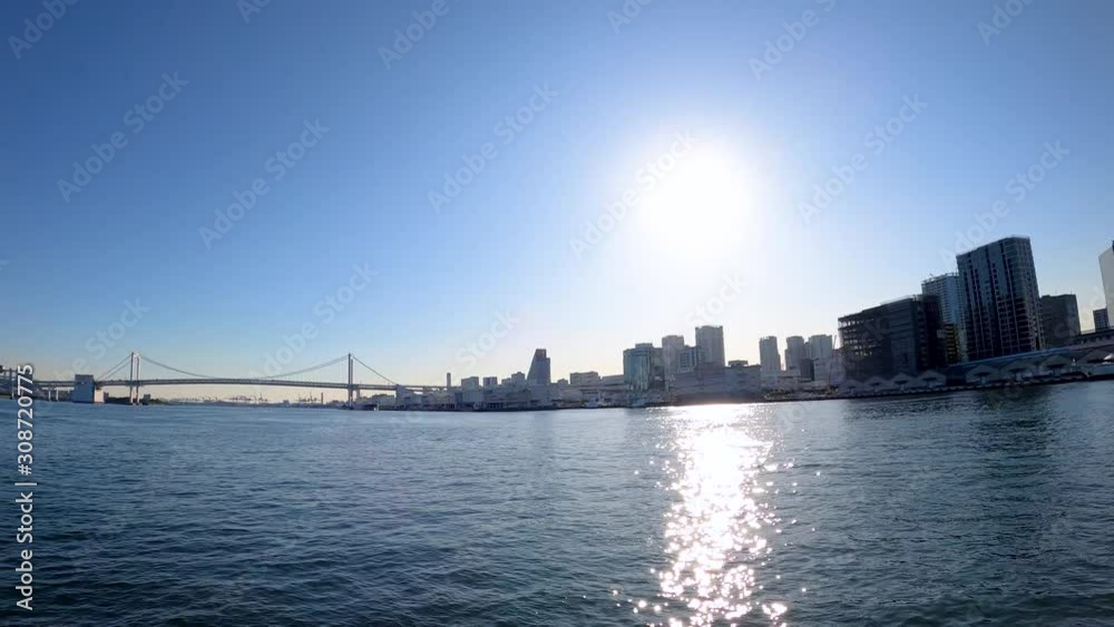 快晴の東京ベイクルーズ ウォーターフロントの風景 / Scenery of Tokyo Bay Cruise on the water bus. 快晴の東京ベイクルーズ ウォーターフロントの風景 / Scenery of Tokyo Bay Cruise on the water bus.