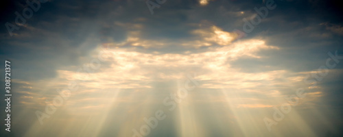 The golden god sun ray light through cloud