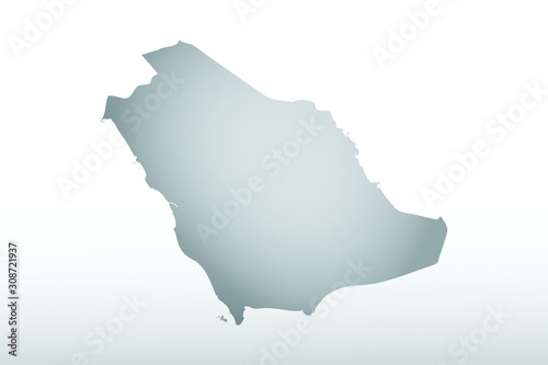 Gray color Saudi Arabia map with dark and light effect vector on light background illustration