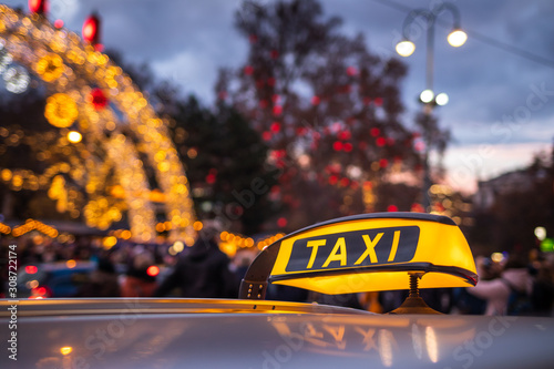 Taxi car in Vienna near to Rathausplatz Christmas market