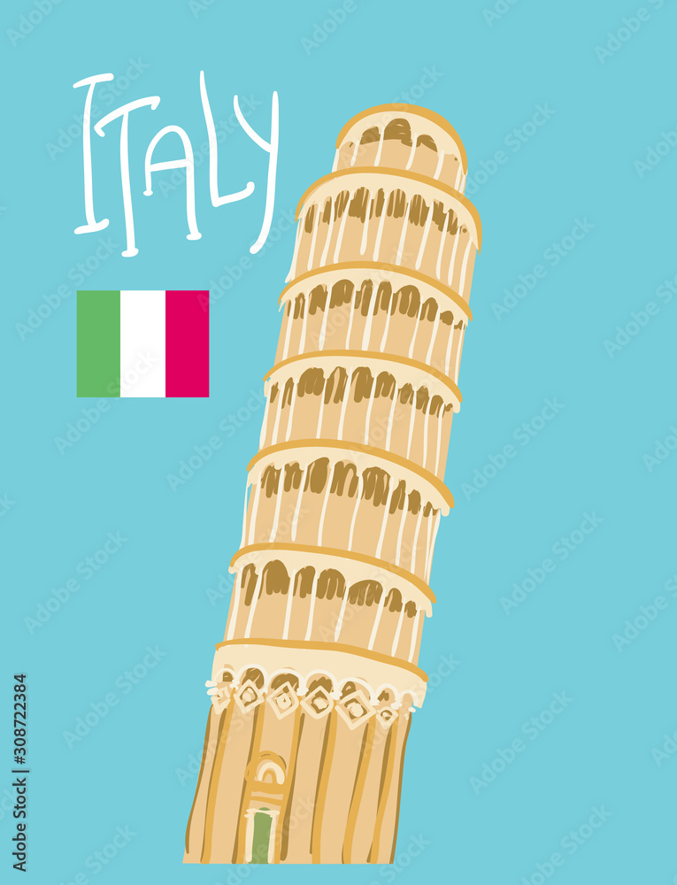 Pisa vector illustration. cute picture with The Pisa Tower.