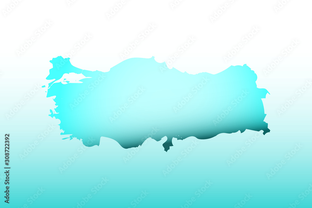 Blue Turkey map ice with dark and light effect vector on light background illustration