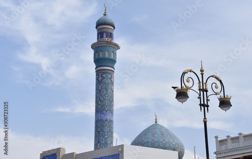 Wallpaper Mural Masjid Al Rasool Minaret and Dome with Street Lamp, Muscat Corniche, Oman