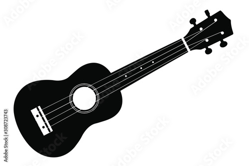 Vector ukulele guitar on a white background. Ukulele isolate. Ukulele guitar silhouette. photo