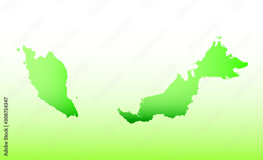 Malaysia map using green color with dark and light effect vector on light background illustration Malaysia map using green color with dark and light effect vector on light background illustration