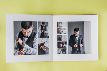 Luxury white leather wedding photo album and photo book