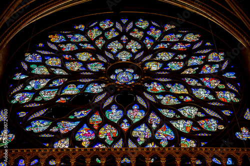 Sainte Chapelle view from Paris with wide angle fish eye lens provides panoramic vision