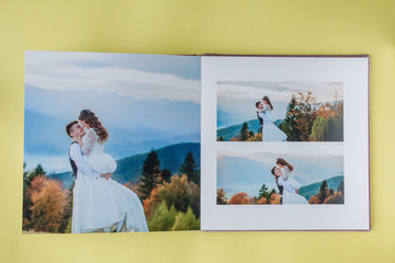 Luxury white leather wedding photo album and photo book