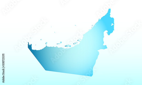 Blue Arab emirates map ice with dark and light effect vector on light background illustration
