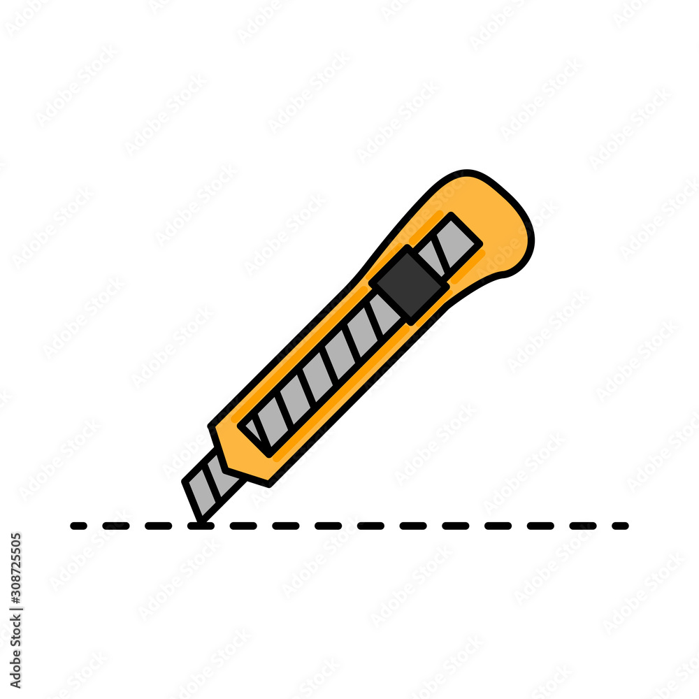 Vector stationery knife flat illustration for design and web. Vector stationery knife flat illustration for design and web.