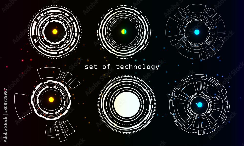 Fototapeta premium Vector Set of technology and colorful stars on an abstract background.
