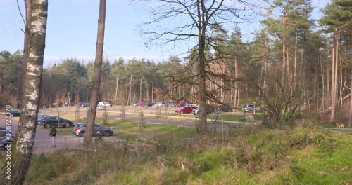 carpool parking facility and dog walk area in forest. Veluwe, The Netherlands photo