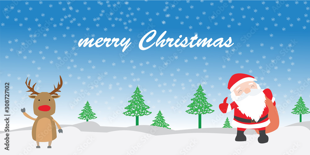 christmas card with santa claus and reindeer christmas card with santa claus and reindeer
