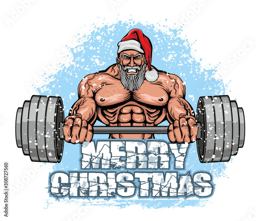 Christmas fitness Santa Claus, grunge vintage design t shirts