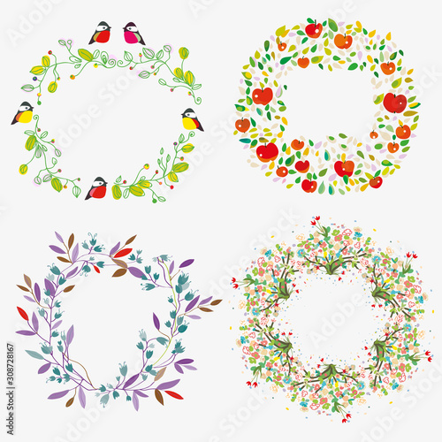 Floral set of frames for celebrations and events. Vector graphic illustration