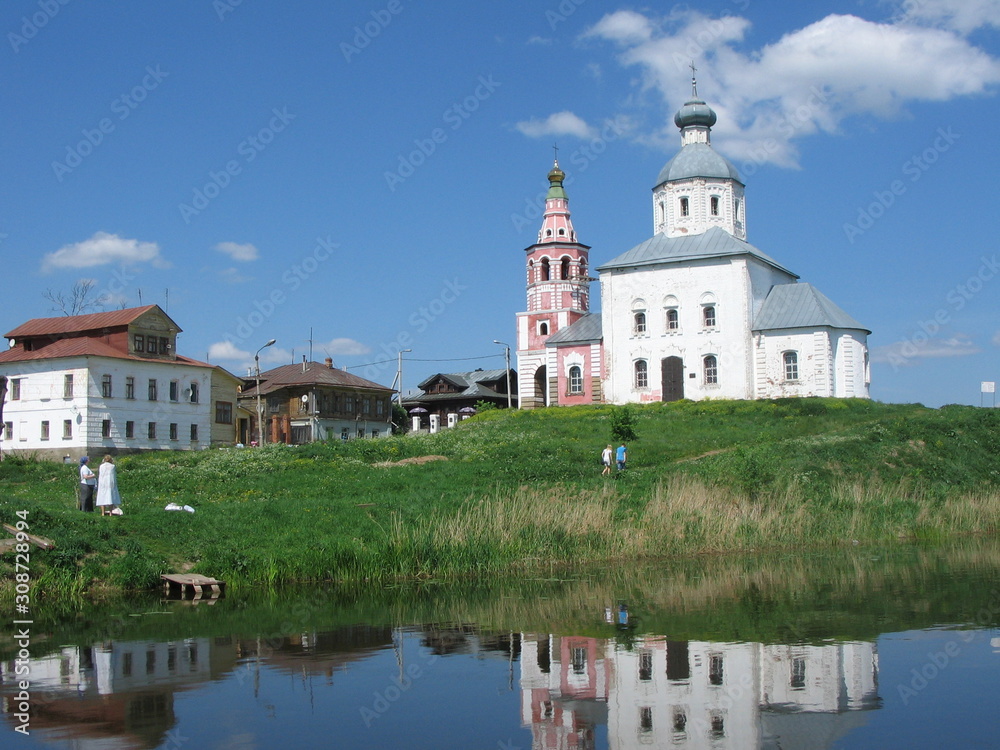 The Golden Ring of Russia. Suzdal. Ilyinsky Church on the Kamenka River The Golden Ring of Russia. Suzdal. Ilyinsky Church on the Kamenka River