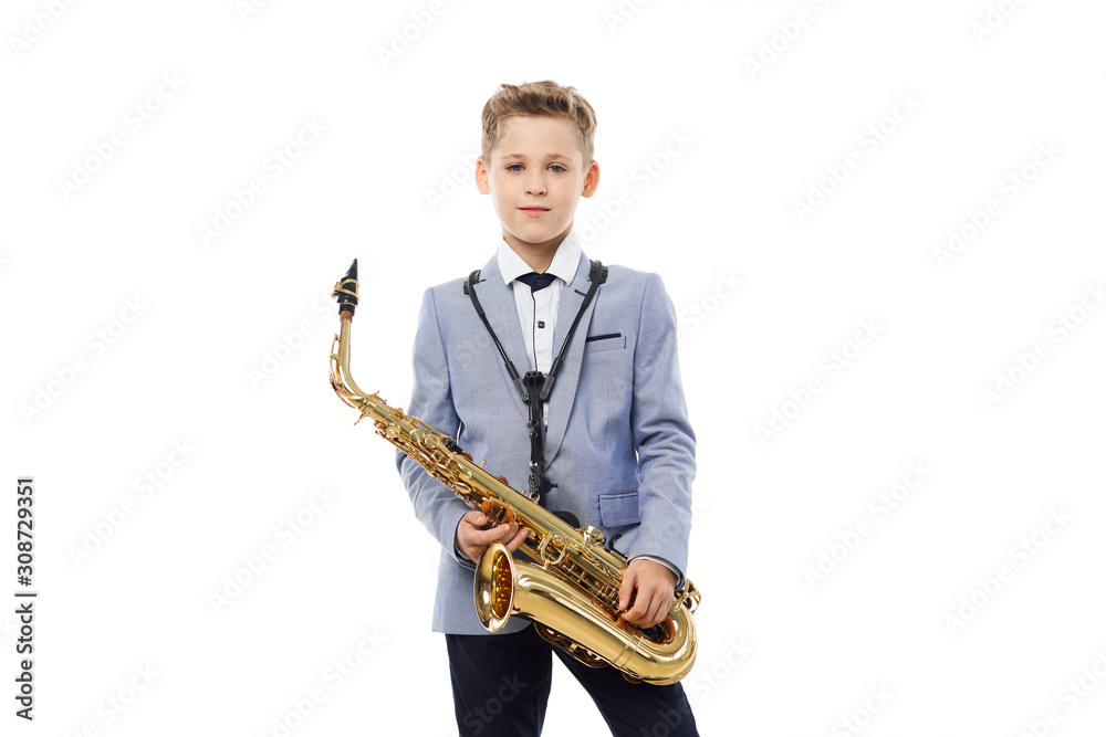 Naklejka premium man with saxophone