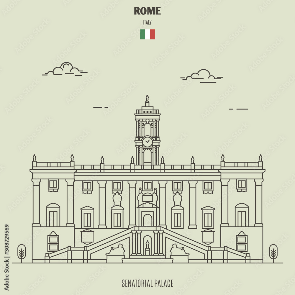 Senatorial Palace in Rome, Italy. Landmark icon