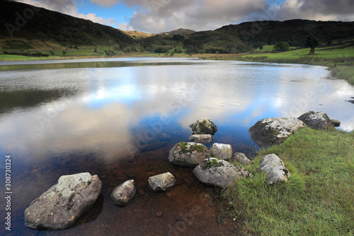 Summer view over Watendlath Tarn, Lake District National Park, Cumbria, England, UK