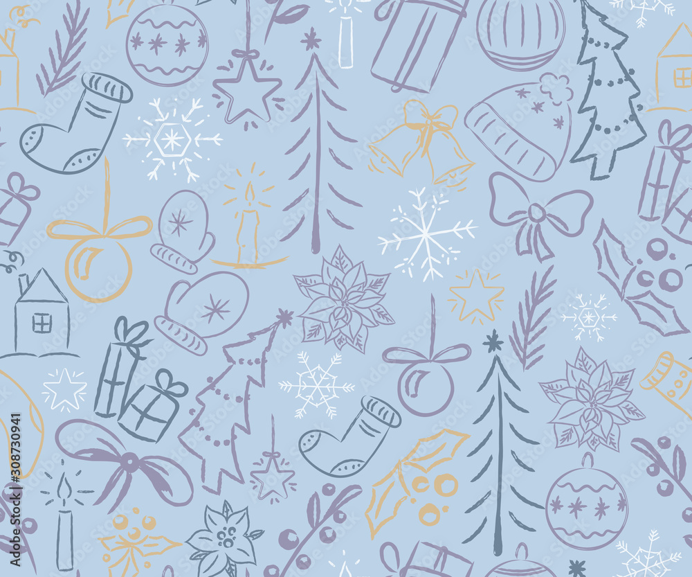 Seamless pattern with christmas doodles Seamless pattern with christmas doodles