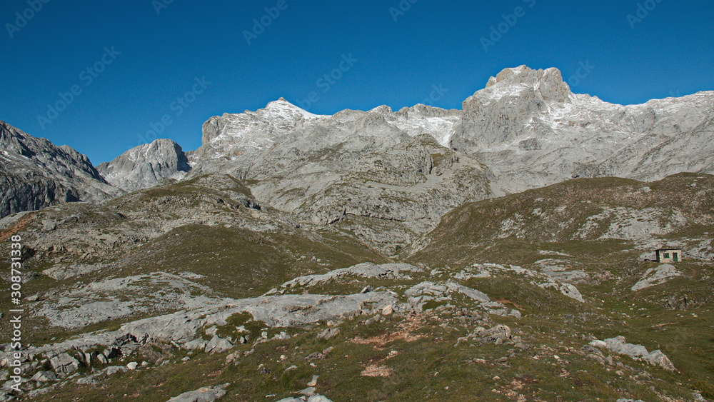 Landscape in Picos de Europa at the trail Puertos de Aliva in Cantabria,Spain,Europe