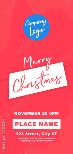 Merry Christmas DL Flyer Banner poster template vector illustration offer holiday greeting card