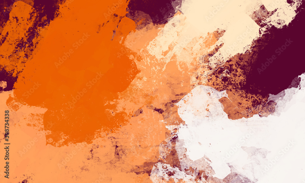 Abstract painting on canvas with a brush stroke texture. orange & brown painting for background