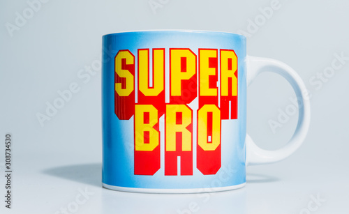 Canvas Print London, England, 24/10/2019 Super Bro mega mug on isolated white background lit professional in studio