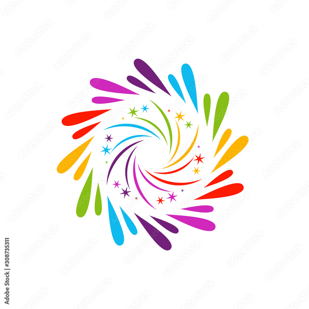 Firework line icon and happy new year firework vector design, Creative icon, design concept