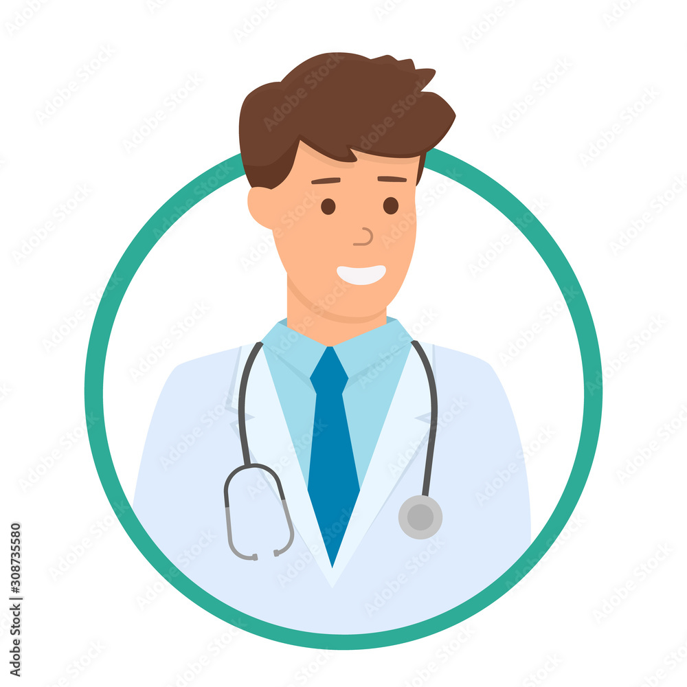 Doctor icon or avatar on white background. Medicine symbols. Vector illustration. Doctor icon or avatar on white background. Medicine symbols. Vector illustration.