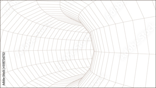 Vector illustration. 3D corridor mesh. Frame tunnel.