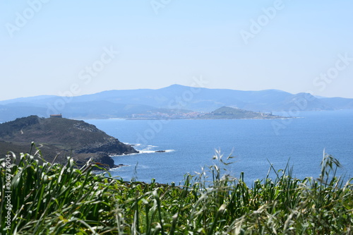 Sea, mountains, A Coruña, Galicia, Spain.