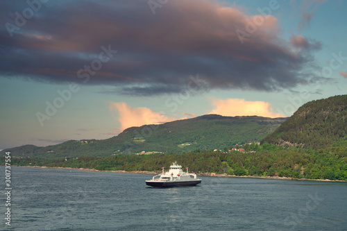 ferry in the fjord.