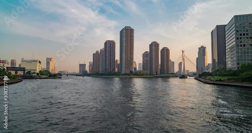 Tokyo Cityscape Okawabata River seen from Eitai Bridge, Japan Travel photo