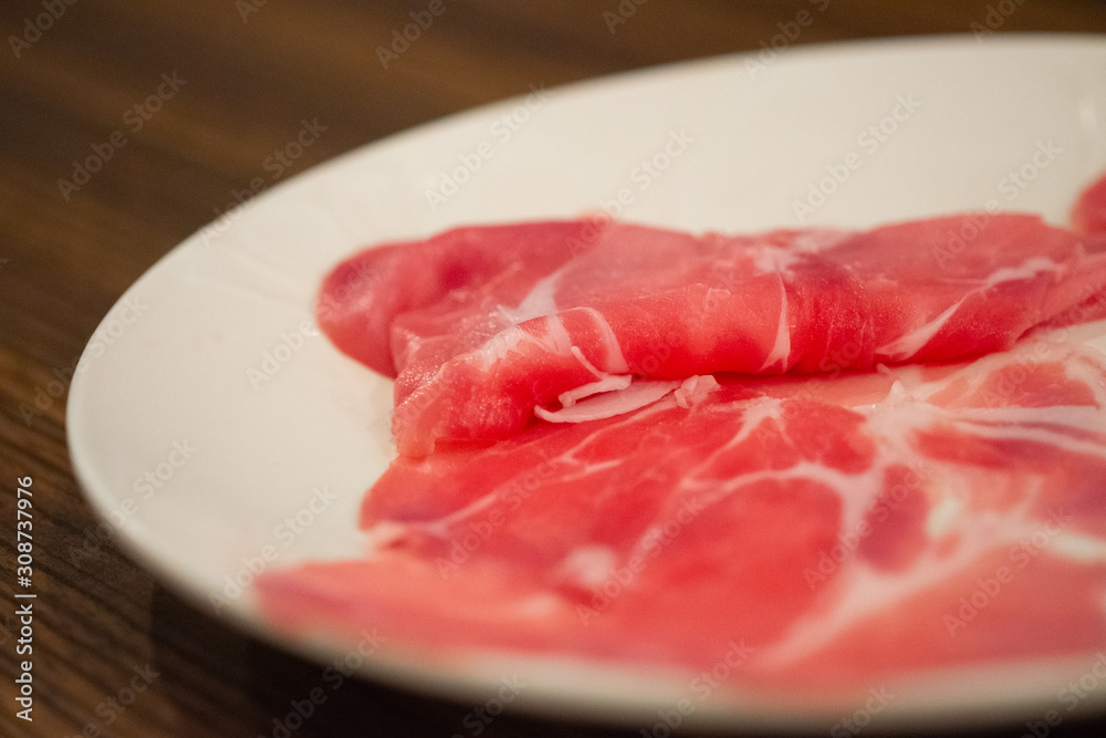 Thin pork slices for Sukiyaki or grilled Thin pork slices for Sukiyaki or grilled