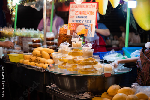 BANGKOK, THAILAND - 22 December 2018 : Street food at Yaowarat Road in Bangkok's Chinatown district, Bangkok, Thailand