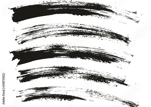 Flat Paint Brush Thin Curved Background High Detail Abstract Vector Background Set 