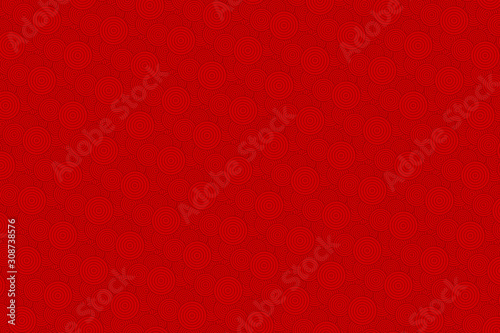 The abstract textured background is composed of red circles
