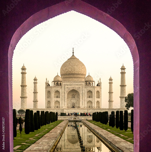 mausoleum Taj Mahal taken through gate