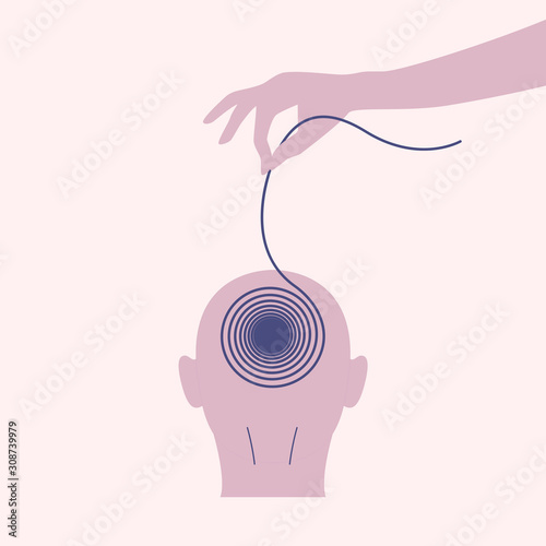 Hand pulls out thoughts from the head.