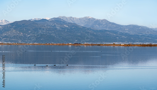 Scenic view on lake. photo
