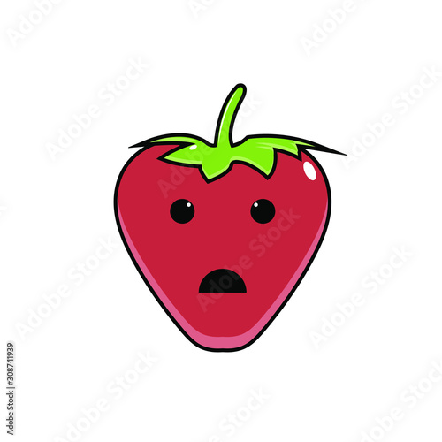 strawberry, illustration, cute, fruit, vector, character, design, cartoon, funny, happy, smile, food, sweet, isolated, background, nature, fresh, icon, healthy, set, face, graphic, organic, diet, vita