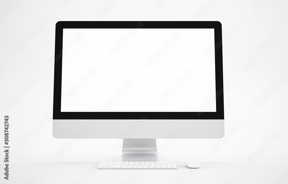 Computer display. on white background workspace mock up design illustration 3D rendering Computer display. on white background workspace mock up design illustration 3D rendering