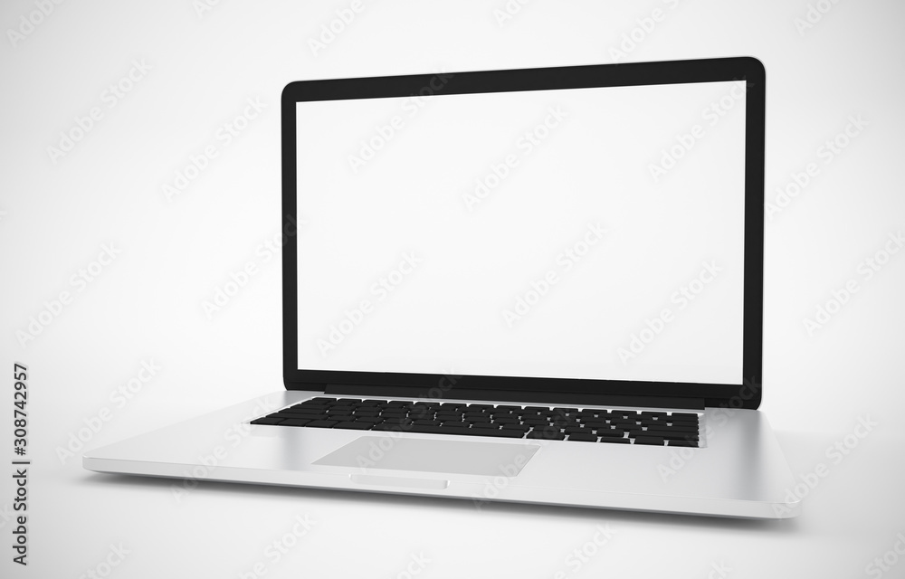 Computer, laptop, display. on white background workspace mock up design illustration 3D rendering Computer, laptop, display. on white background workspace mock up design illustration 3D rendering