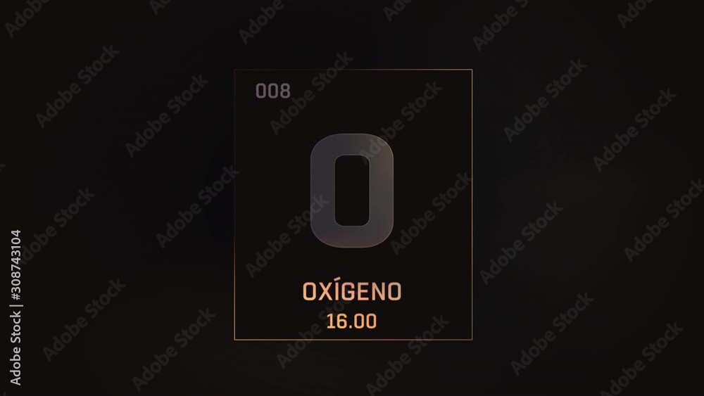 O2 In Spanish Oxygen as Element 8 of the Periodic Table. Seamlessly looping 3D ...