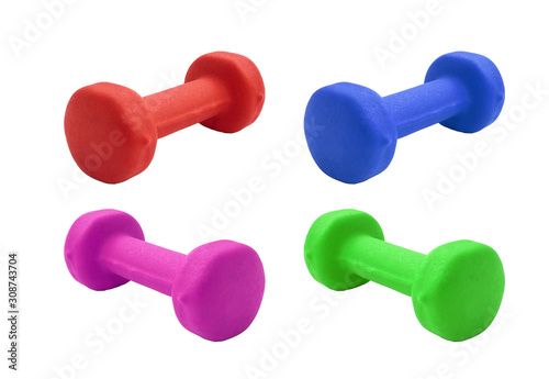 Colorful fitness dumbbells.