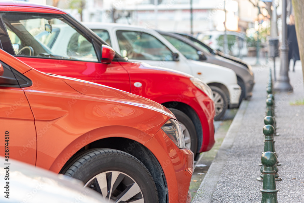 Cars parcked on the street