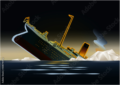 Obraz na plátně titanic night view vector illustration